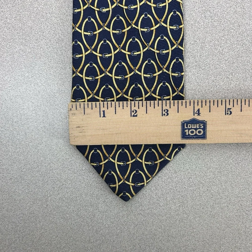 Brooks Brothers Makers Men's Tie 100% Silk Navy‎ Gold Chains Made in USA